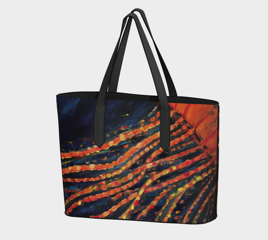 Vegan Leather Tote - Orange Jellyfish