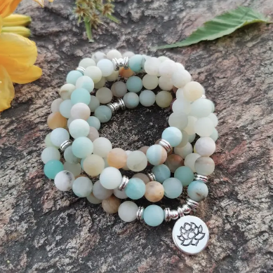 Mala - 108 bead, Matte Amazonite