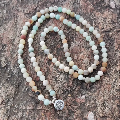 Mala - 108 bead, Matte Amazonite