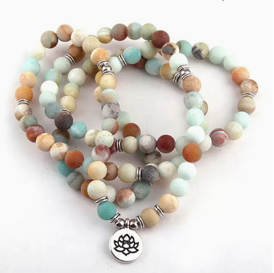 Mala - 108 bead, Matte Amazonite