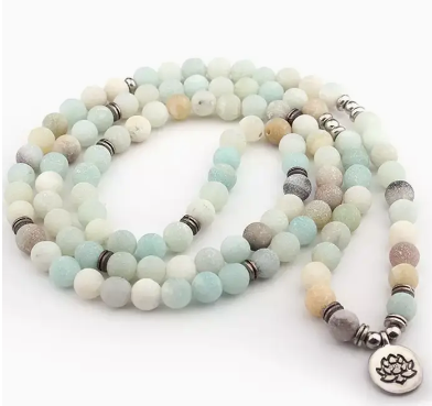 Mala - 108 bead, Matte Amazonite